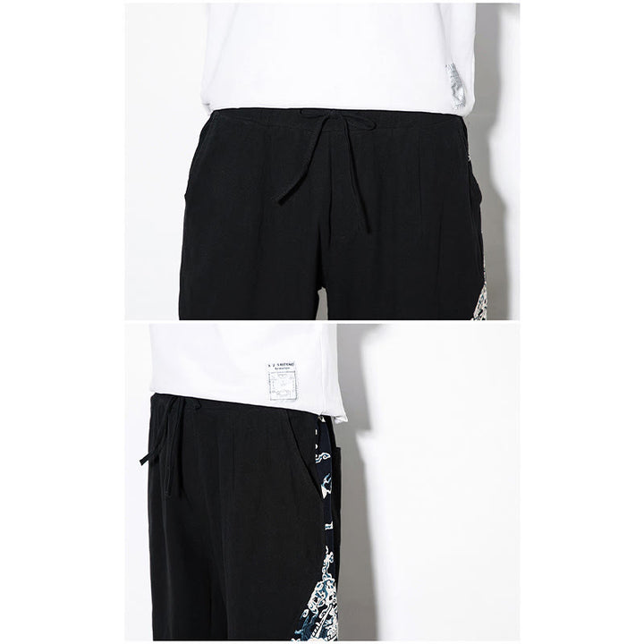 Buddha Stones夏 ドラゴンウェーブ コットン メンズ ポケット付きパンツ - image 18