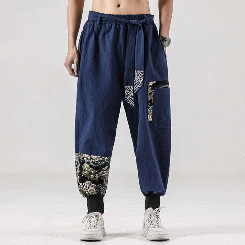Buddha Stonesオーシャンウェーブ レースアップ コットン メンズ ハーレムパンツ ポケット付き - image 33