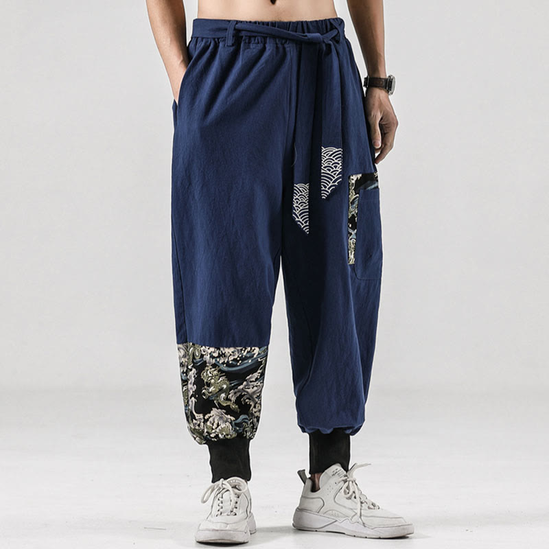 Buddha Stonesオーシャンウェーブ レースアップ コットン メンズ ハーレムパンツ ポケット付き - image 35