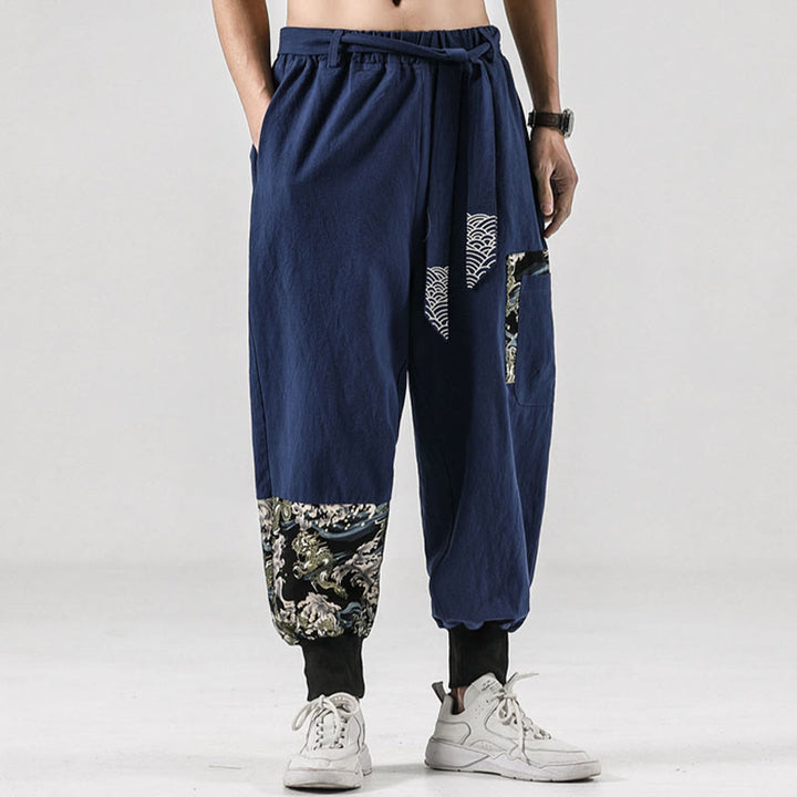 Buddha Stonesオーシャンウェーブ レースアップ コットン メンズ ハーレムパンツ ポケット付き - image 35