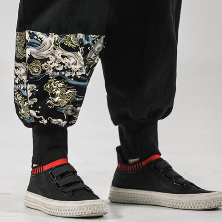 Buddha Stonesオーシャンウェーブ レースアップ コットン メンズ ハーレムパンツ ポケット付き - image 12