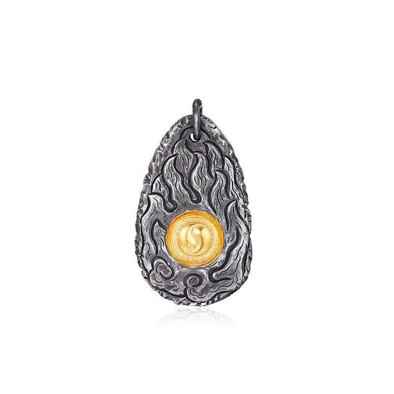 Buddha Stones999スターリングシルバー 999ゴールド 太極陰陽ネックレスペンダント
