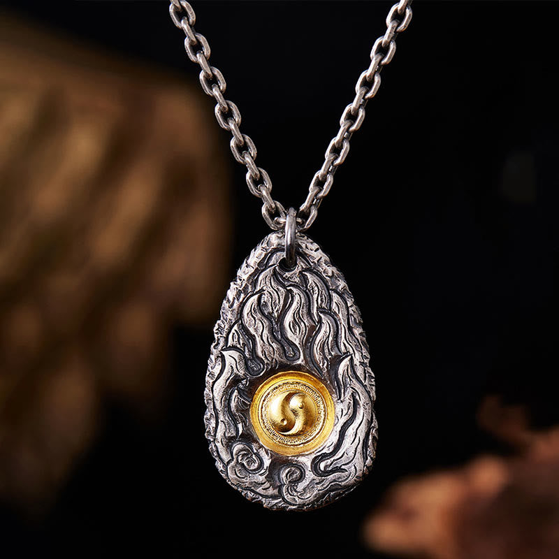 Buddha Stones999スターリングシルバー 999ゴールド 太極陰陽ネックレスペンダント