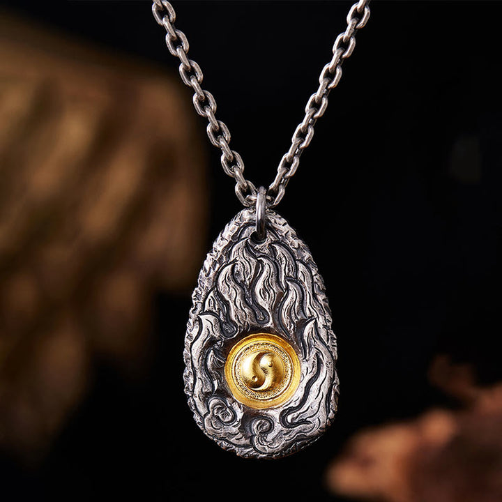 Buddha Stones999スターリングシルバー 999ゴールド 太極陰陽ネックレスペンダント