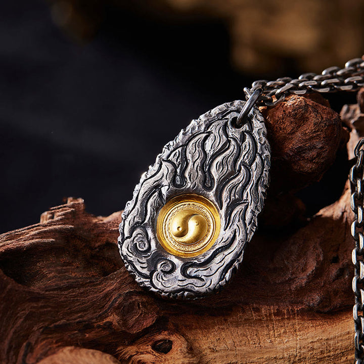 Buddha Stones999スターリングシルバー 999ゴールド 太極陰陽ネックレスペンダント