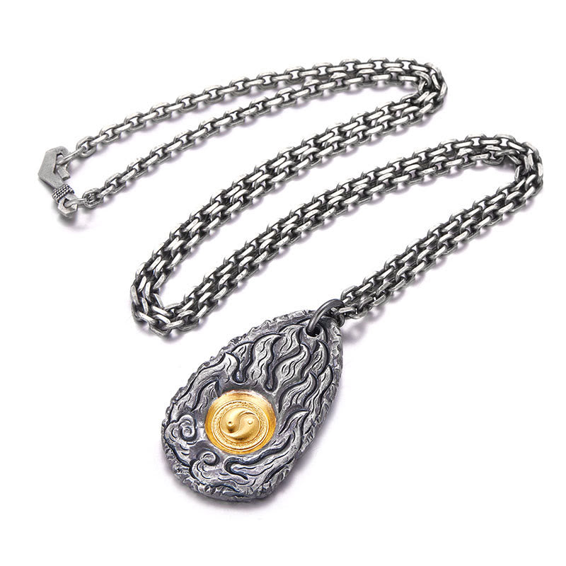 Buddha Stones999スターリングシルバー 999ゴールド 太極陰陽ネックレスペンダント