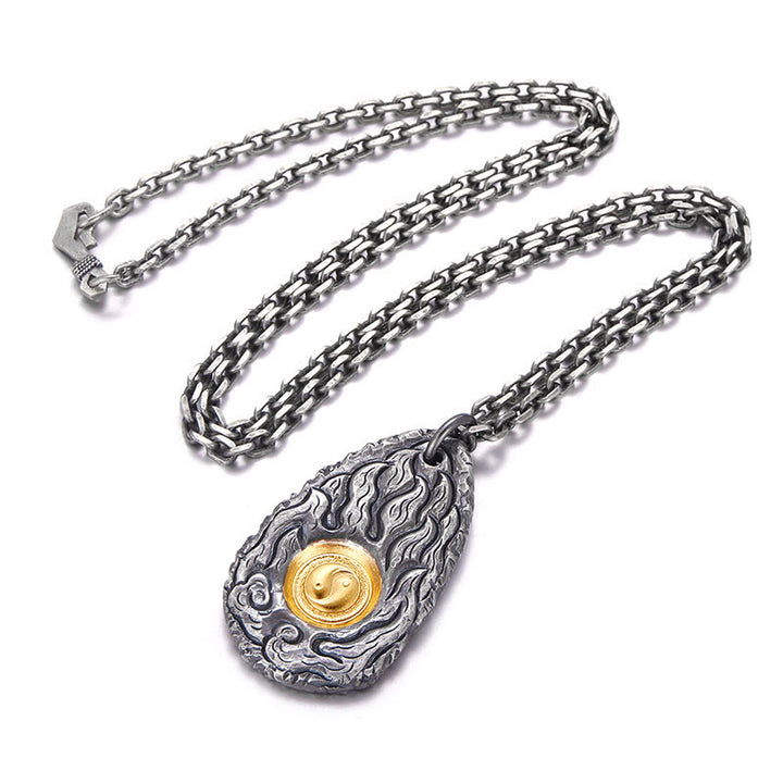 Buddha Stones999スターリングシルバー 999ゴールド 太極陰陽ネックレスペンダント