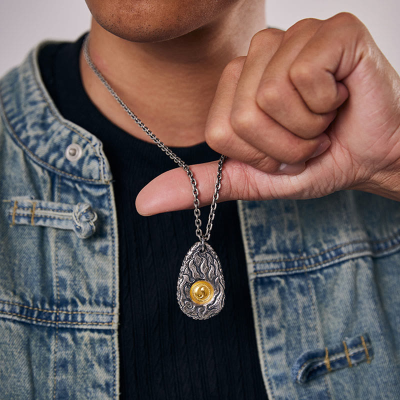 Buddha Stones999スターリングシルバー 999ゴールド 太極陰陽ネックレスペンダント