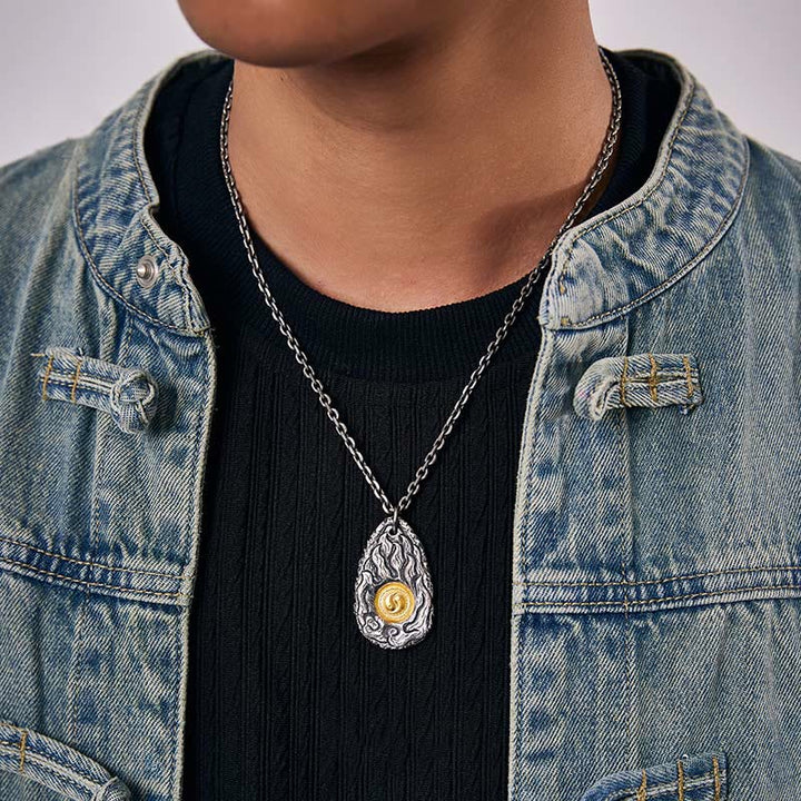 Buddha Stones999スターリングシルバー 999ゴールド 太極陰陽ネックレスペンダント