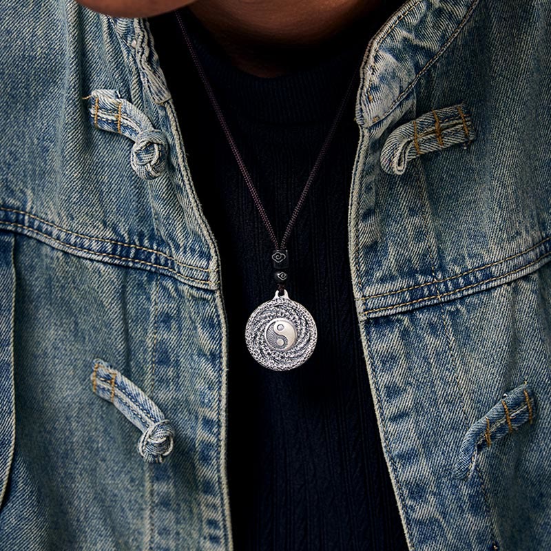 Buddha Stones999 スターリングシルバー 太極 陰陽 八卦 デザイン 山の幽霊 お金を使うネックレス ペンダント - image 9