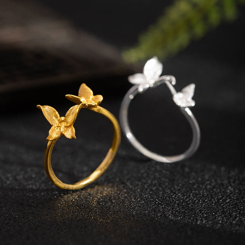 Buddha Stones925スターリングシルバー バタフライラブリング - image 1