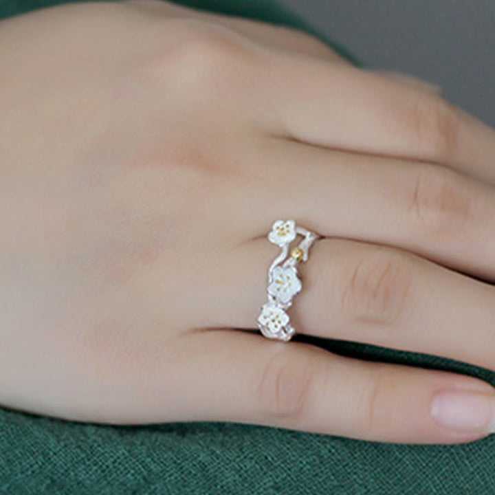 Buddha Stones925スターリングシルバー プラムボッサムカームリング - image 9