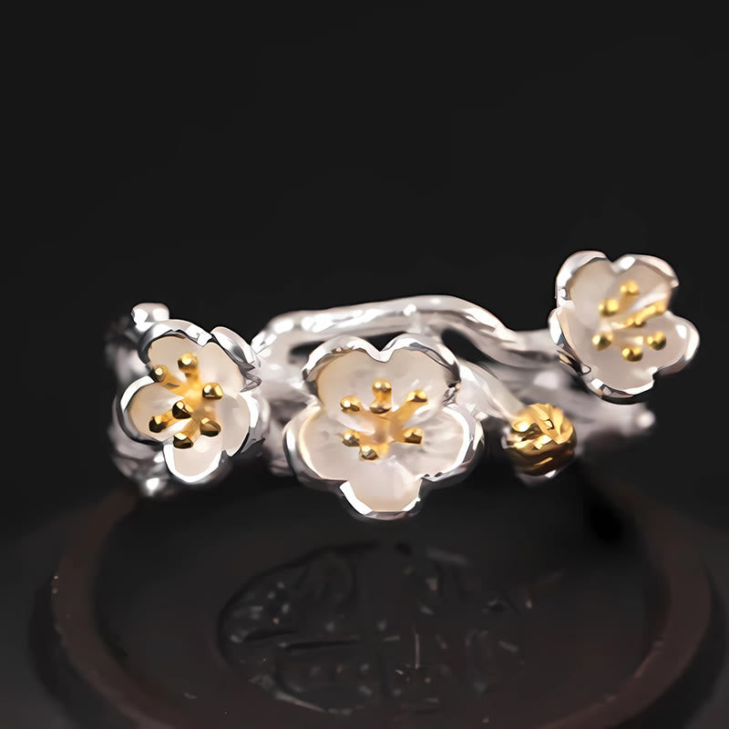 Buddha Stones925スターリングシルバー プラムボッサムカームリング - image 7
