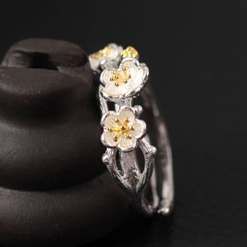 Buddha Stones925スターリングシルバー プラムボッサムカームリング