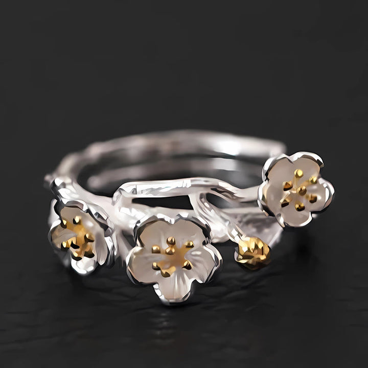 Buddha Stones925スターリングシルバー プラムボッサムカームリング