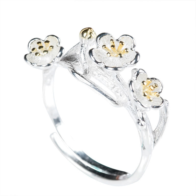 Buddha Stones925スターリングシルバー プラムボッサムカームリング - image 4