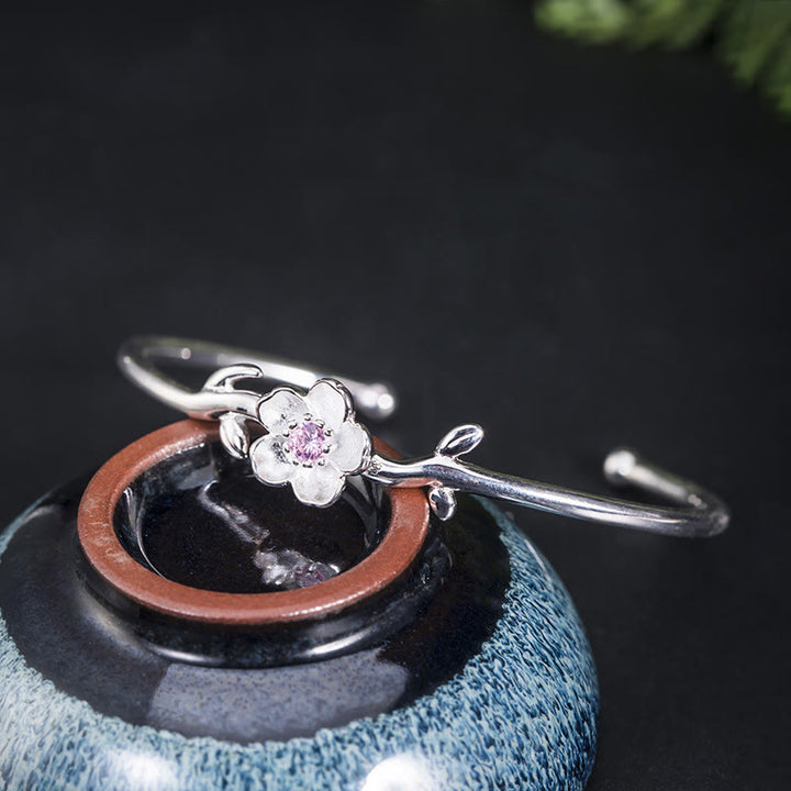 Buddha Stones925スターリングシルバー 桜幸運ブレスレットバングル - image 4