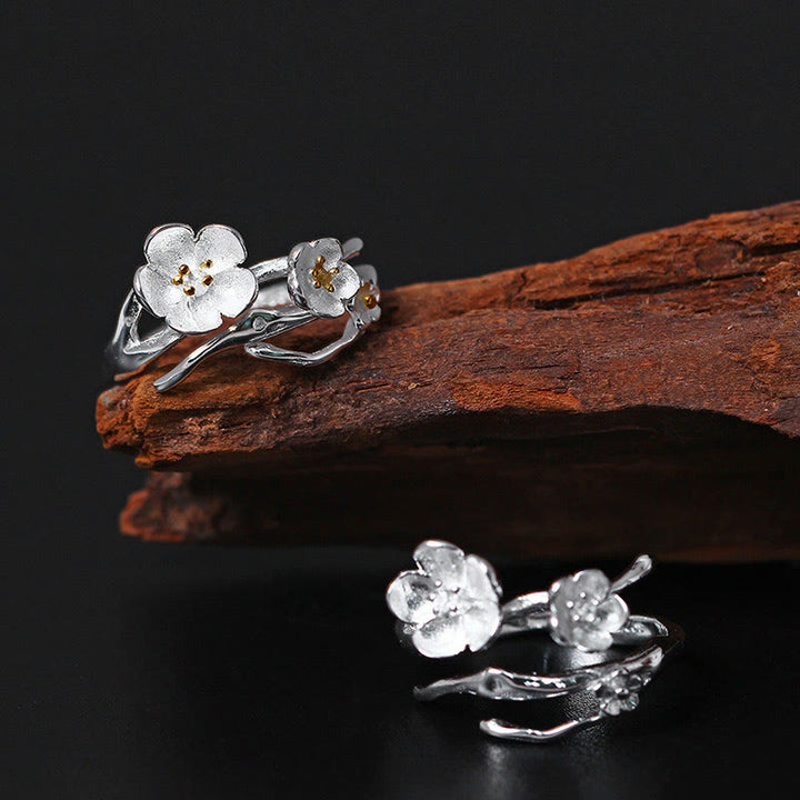 Buddha Stones925スターリングシルバー プラムボッサム バランスリング - image 1