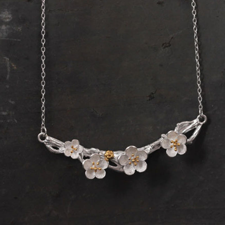Buddha Stones925スターリングシルバー プラムボッサムプロテクションネックレスペンダント