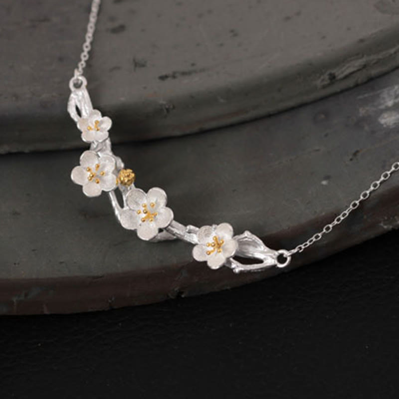 Buddha Stones925スターリングシルバー プラムボッサムプロテクションネックレスペンダント