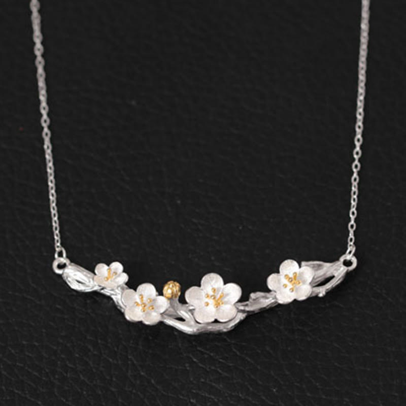 Buddha Stones925スターリングシルバー プラムボッサムプロテクションネックレスペンダント