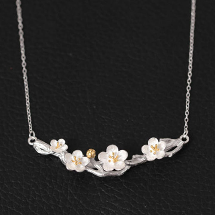 Buddha Stones925スターリングシルバー プラムボッサムプロテクションネックレスペンダント