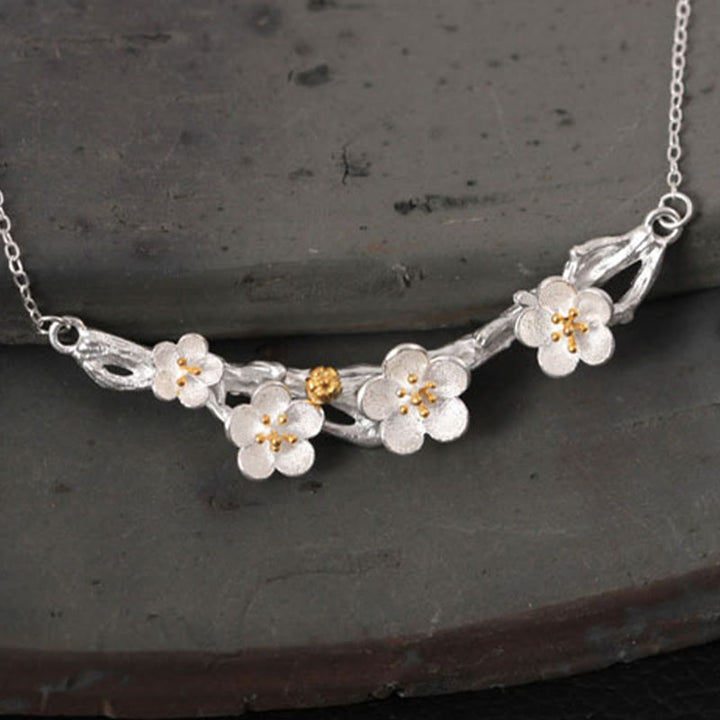 Buddha Stones925スターリングシルバー プラムボッサムプロテクションネックレスペンダント