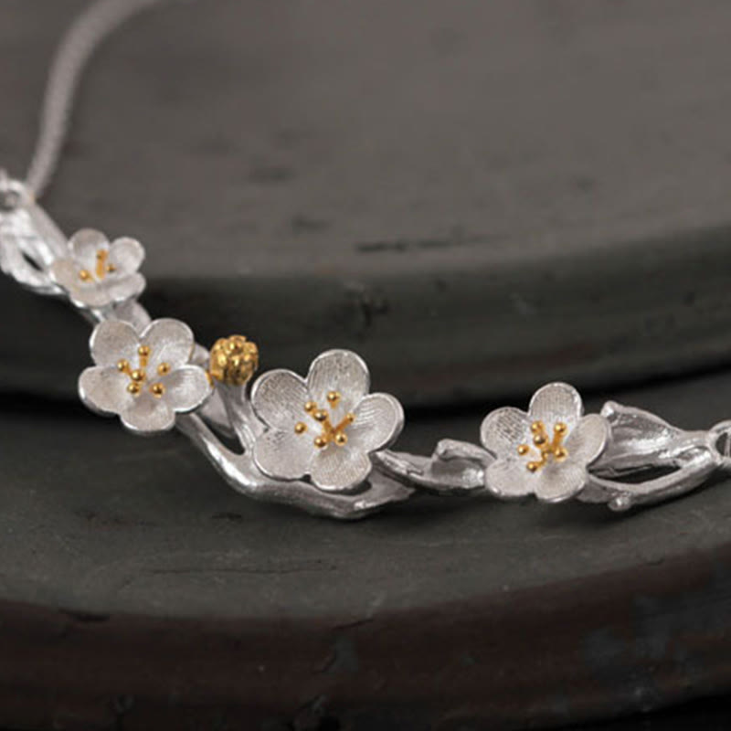 Buddha Stones925スターリングシルバー プラムボッサムプロテクションネックレスペンダント