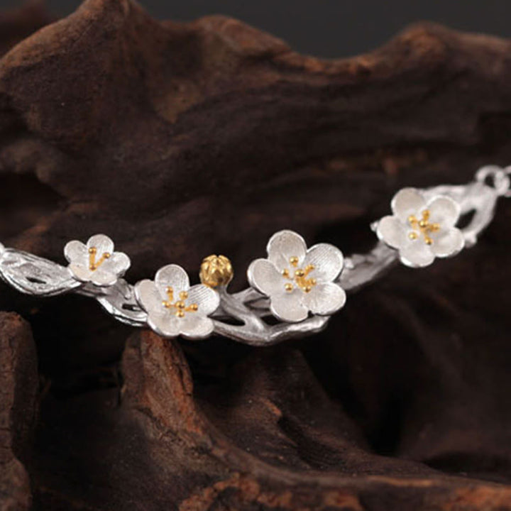 Buddha Stones925スターリングシルバー プラムボッサムプロテクションネックレスペンダント