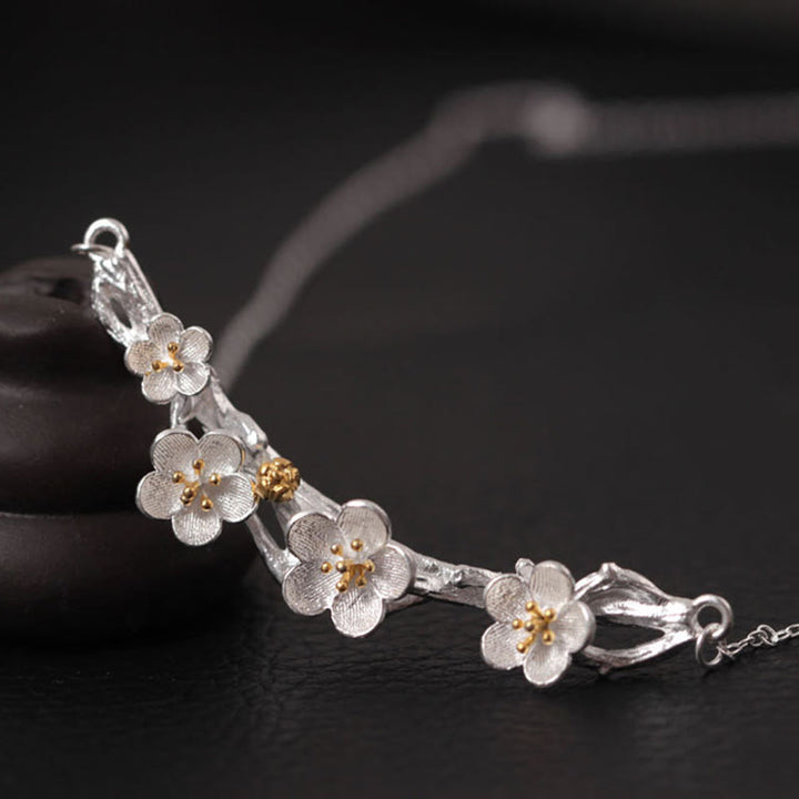 Buddha Stones925スターリングシルバー プラムボッサムプロテクションネックレスペンダント