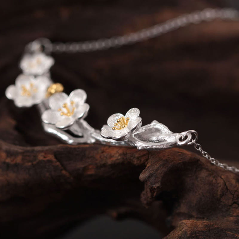 Buddha Stones925スターリングシルバー プラムボッサムプロテクションネックレスペンダント