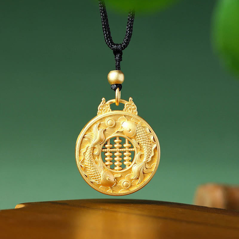 Buddha Stones金メッキ銅製 鯉の強さを象徴するネックレスペンダント - 鯉 - image 1