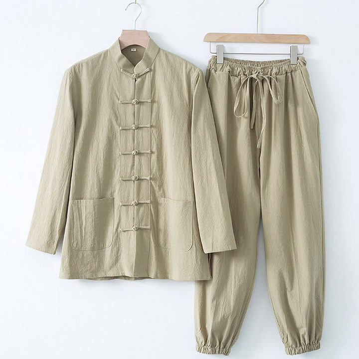 Buddha Stones瞑想カエルボタン唐草長袖シャツパンツメンズスーツ - タンシャツ＆タンパンツ - US/UK/AU44、 EU54 (4XL) - image 15