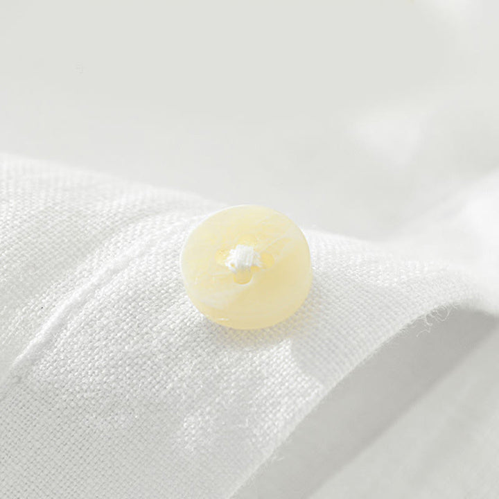 Buddha Stones無地 ゆったり 長袖 ハーフボタン シャツ リネン メンズ 服 - image 5