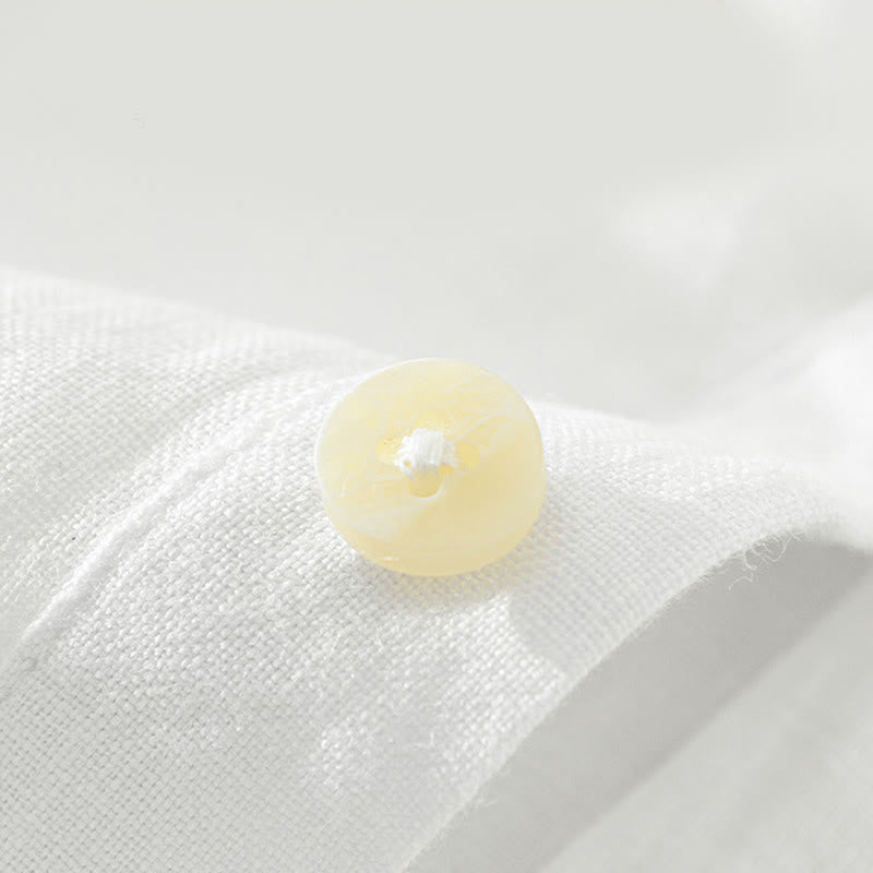 Buddha Stones無地 ゆったり 長袖 ハーフボタン シャツ リネン メンズ 服 - image 4