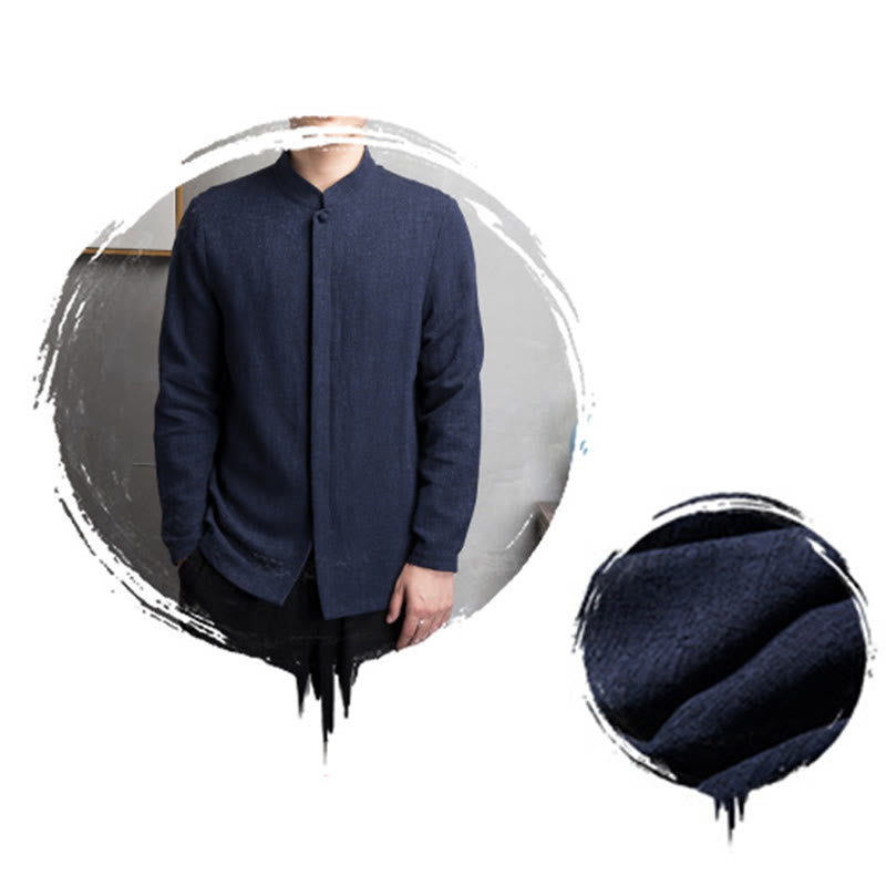 Buddha Stones無地中国唐装コットンリネンジャケットメンズ服 - image 17