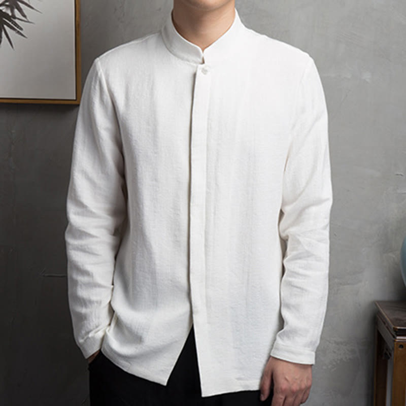 Buddha Stones無地中国唐装コットンリネンジャケットメンズ服 - image 6