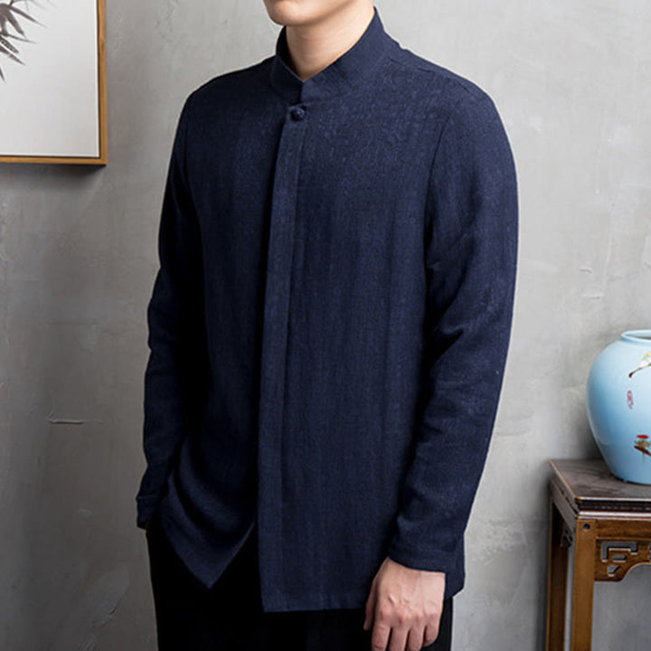 Buddha Stones無地中国唐装コットンリネンジャケットメンズ服 - image 15