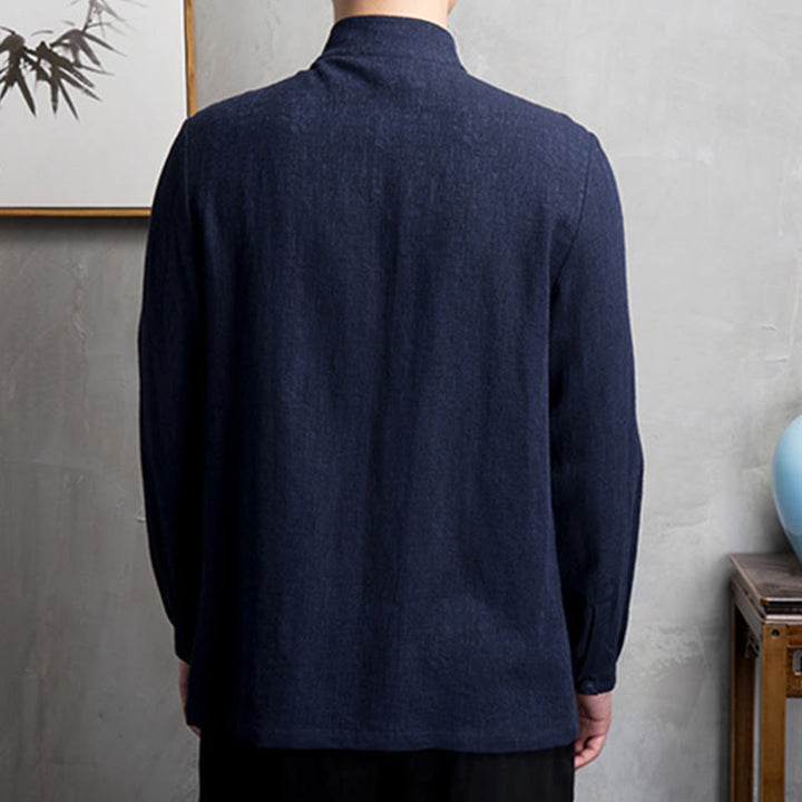 Buddha Stones無地中国唐装コットンリネンジャケットメンズ服 - image 16