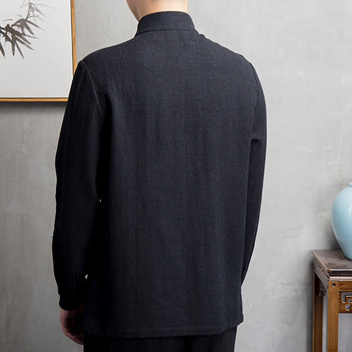 Buddha Stones無地中国唐装コットンリネンジャケットメンズ服 - image 12