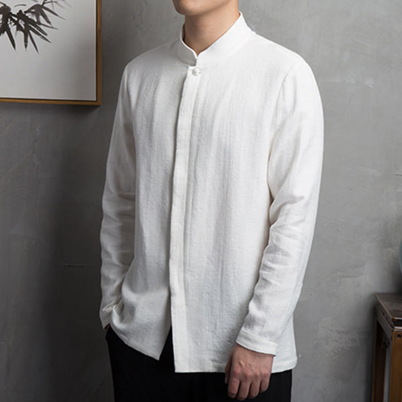 Buddha Stones無地中国唐装コットンリネンジャケットメンズ服 - image 7