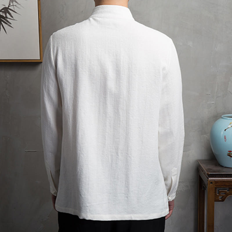 Buddha Stones無地中国唐装コットンリネンジャケットメンズ服 - image 6