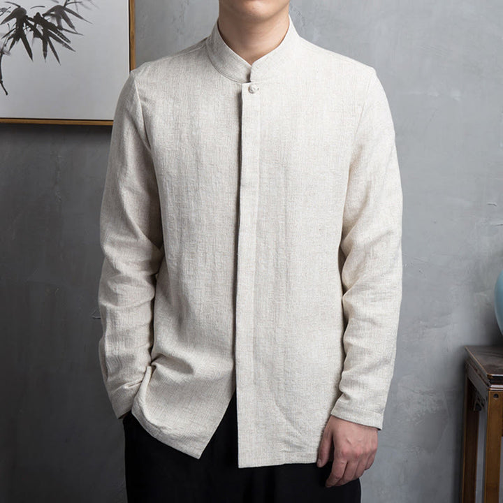 Buddha Stones無地中国唐装ジャケットメンズ服 - リネン - US/UK/AU42、EU52（4XL） - image 0