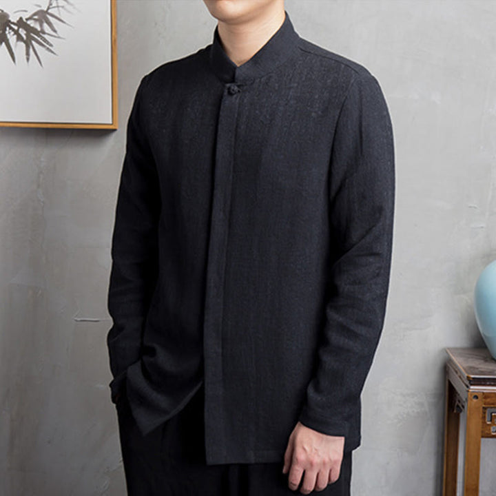 Buddha Stones無地中国唐装コットンリネンジャケットメンズ服 - image 11