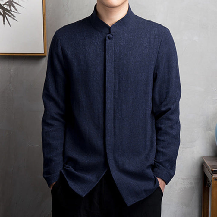 Buddha Stones無地中国唐装コットンリネンジャケットメンズ服 - image 13