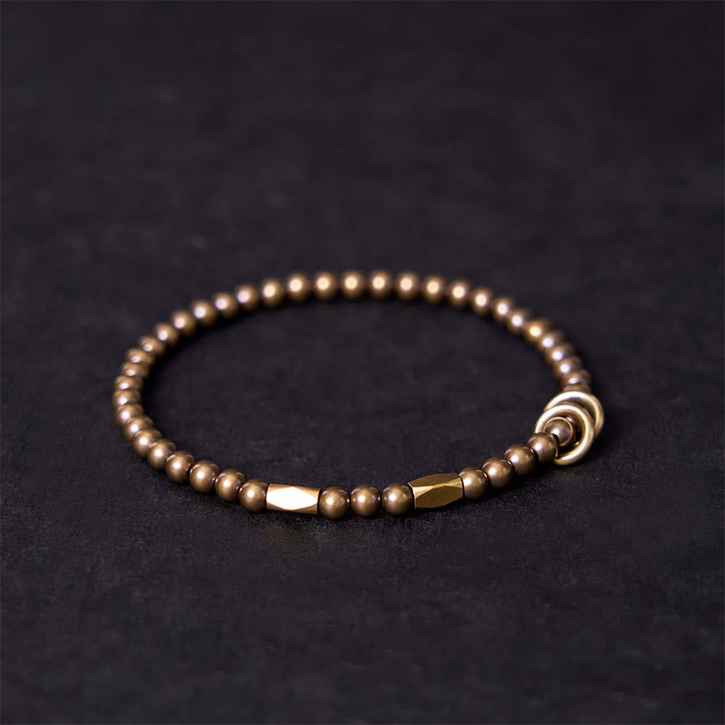 Buddha Stones 富を呼ぶ 癒しの銅＆真鍮ビーズデザイン ペアブレスレット - image 1