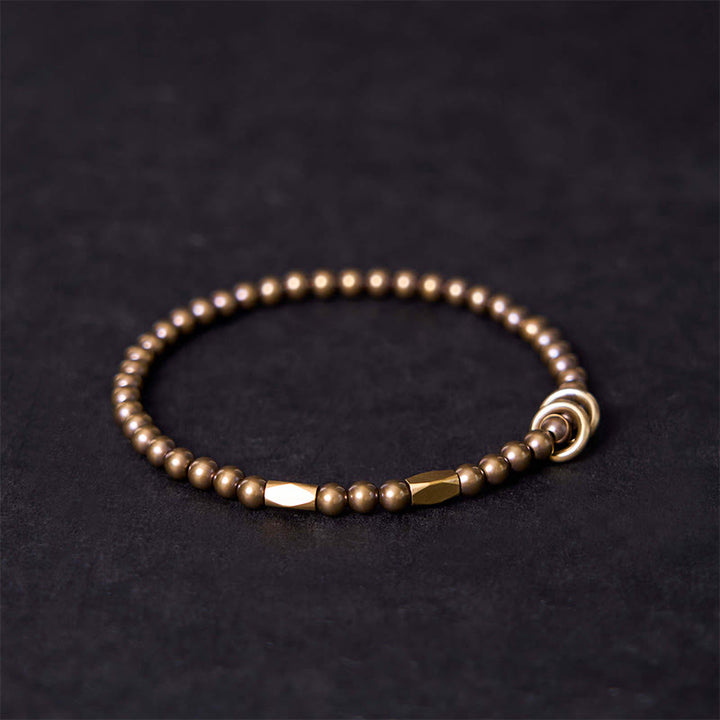Buddha Stones 富を呼ぶ 癒しの銅＆真鍮ビーズデザイン ペアブレスレット - image 1