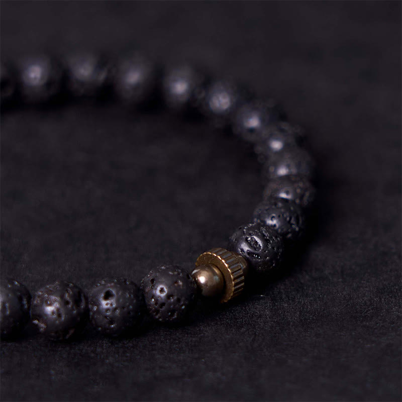 Buddha Stones天然溶岩石ビーズ 穏やかなサポート ヒーリングブレスレット - image 5