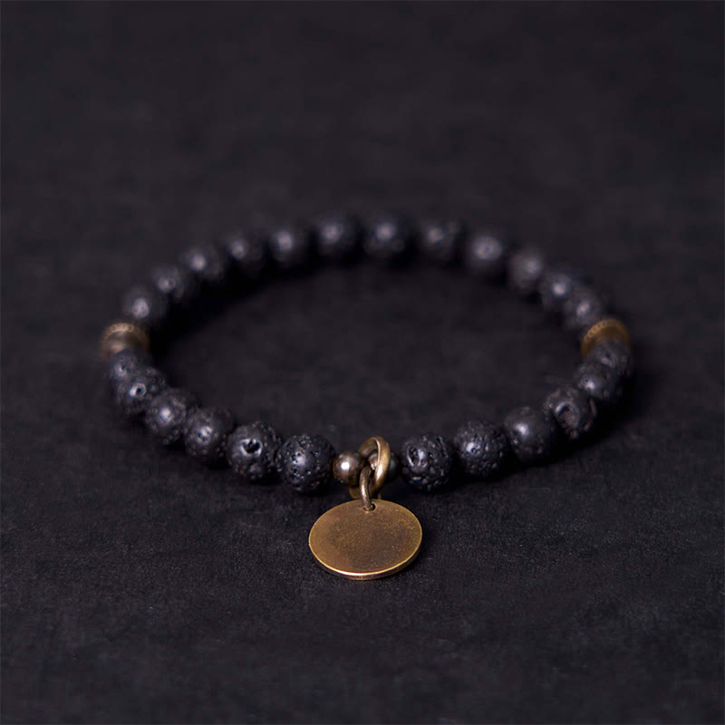 Buddha Stones天然溶岩石ビーズ 穏やかなサポート ヒーリングブレスレット - 20～21cm - image 1