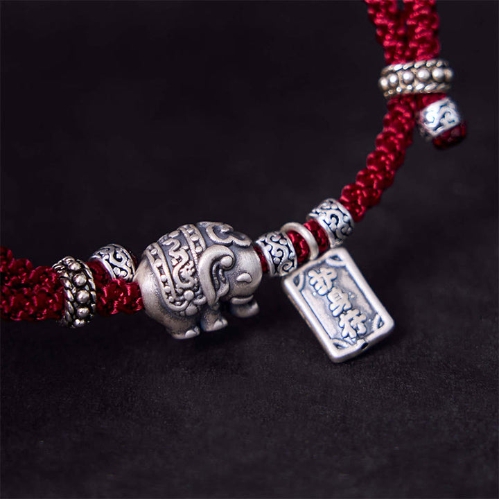 Buddha Stones925スターリングシルバー 象の安全と健康のお守り チャーム強さブレスレット